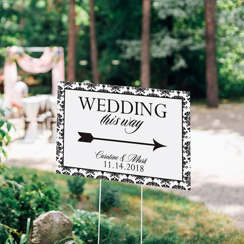 Personalized Directional Sign (18x12) - Damask