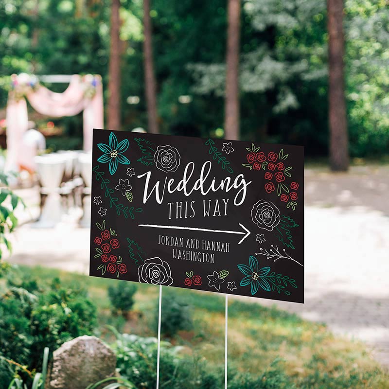 Personalized Directional Sign (18x12) - Chalk Wedding