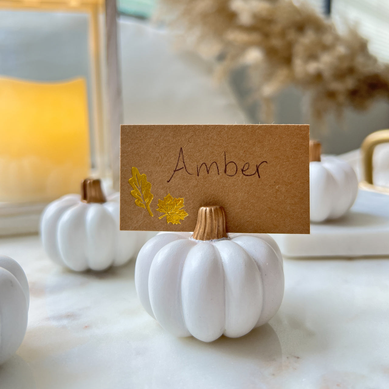 White Pumpkin Place Card Holder (Set of 6) Alternate Image 2, Kate Aspen | Place Card/Place Card Holder