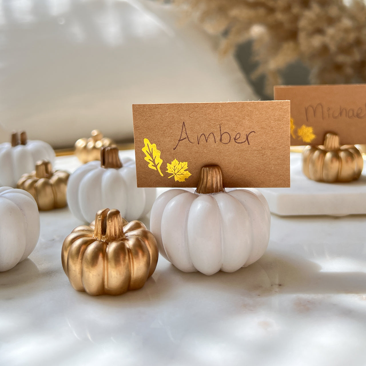 White Pumpkin Place Card Holder (Set of 6) Alternate Image 7, Kate Aspen | Place Card/Place Card Holder