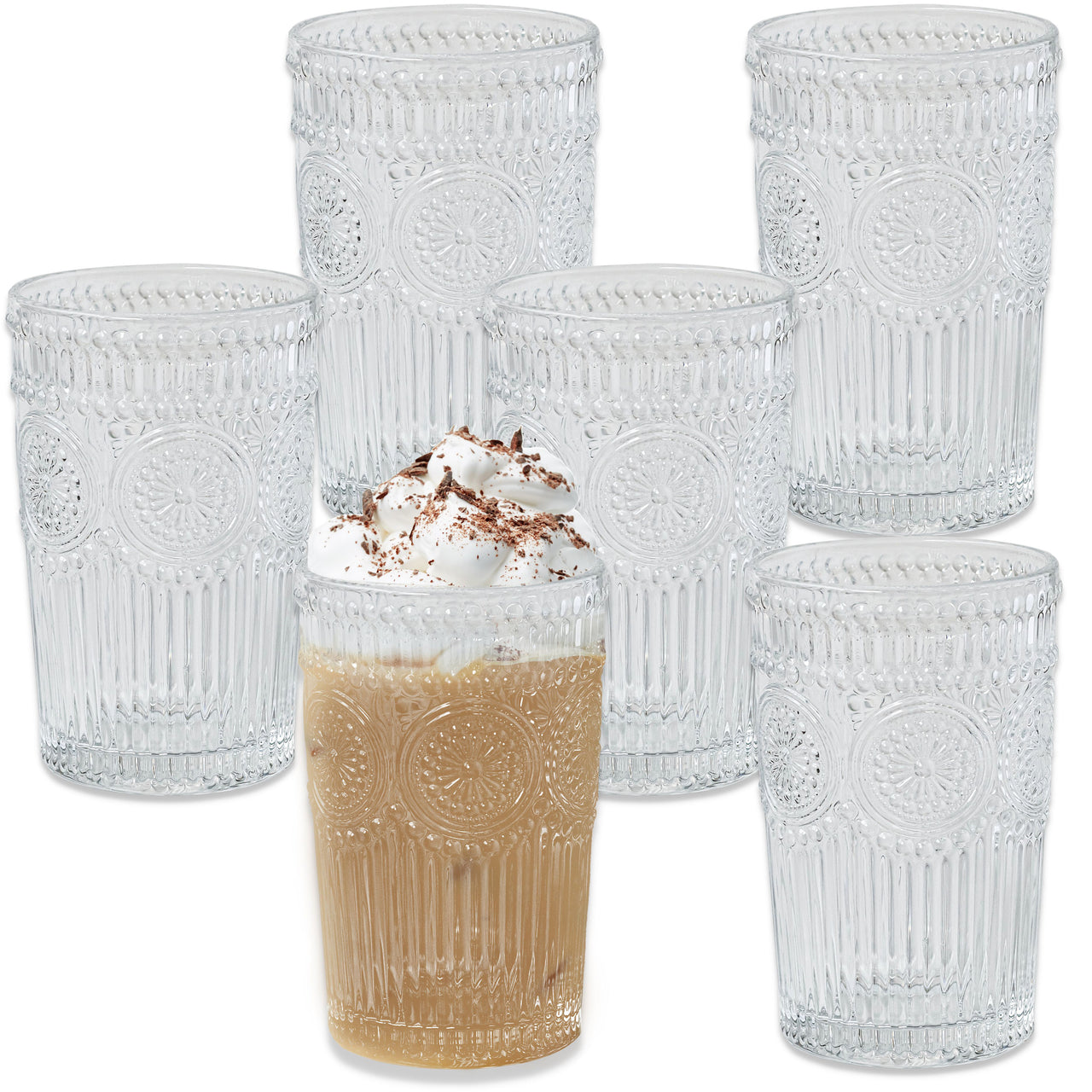 13 oz. Vintage Textured Clear Glass (Set of 6) Alternate Image 8, Kate Aspen | Drinking Glasses