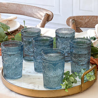 Thumbnail for 13 oz. Vintage Textured Smoke Blue Glass (Set of 6) Main Image, Kate Aspen | Drinking Glasses