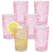 Thumbnail for 13 oz. Vintage Textured Pink Glass (Set of 6) Alternate Image 7, Kate Aspen | Drinking Glasses