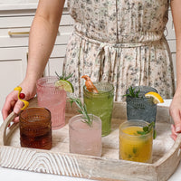Thumbnail for 13 oz. Vintage Textured Pink Glass (Set of 6) Alternate Image 4, Kate Aspen | Drinking Glasses