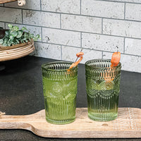 Thumbnail for 13 oz. Vintage Textured Sage Green Glass (Set of 6) Alternate Image 3, Kate Aspen | Drinking Glasses
