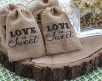 Thumbnail for Love is Sweet Burlap Drawstring Favor Bag (Set of 12)
