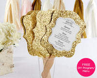 Thumbnail for Gold Glitter Hand Fan (Personalization Available) (Set of 12)