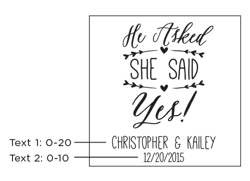Personalized Glass Coaster - He Asked, She Said Yes (Set of 12)