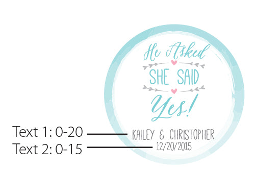 Personalized Silver Round Candy Tin - He Asked, She Said Yes (Set of 12)