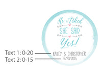 Thumbnail for Personalized Silver Round Candy Tin - He Asked, She Said Yes (Set of 12)