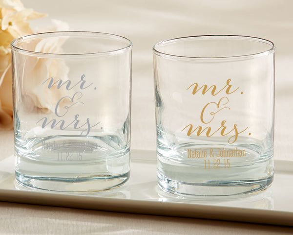 Personalized 9 oz. Rocks Glasses - Mr. & Mrs.