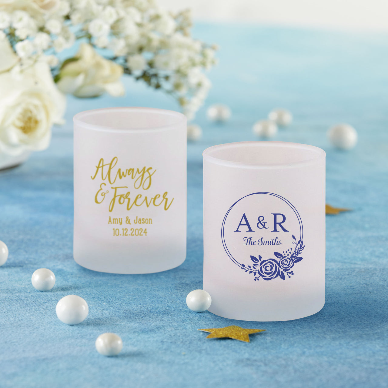 Custom Design Personalized Frosted Glass Votive Alternate Image 2, Kate Aspen | Shot Glasses