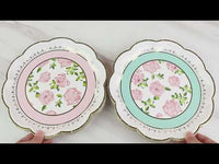 Tea Time Whimsy 9 in. Premium Paper Plates - Pink (Set of 16)