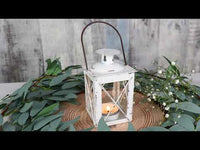 Luminous Distressed White Mini-Lantern Tea Light Holder
