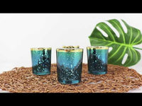 Blue Mercury Glass Tea Light Holder (Set of 4)