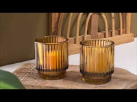 Ribbed Pink Glass Votive Candle Holder (Set of 6)