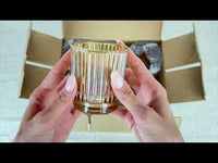 Ribbed Amber Glass Votive Candle Holder (Set of 6)