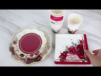 Burgundy Blush Floral 7 in. Premium Paper Plates (Set of 16)