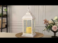 LED Vintage Decorative Distressed White Lantern - Manchester